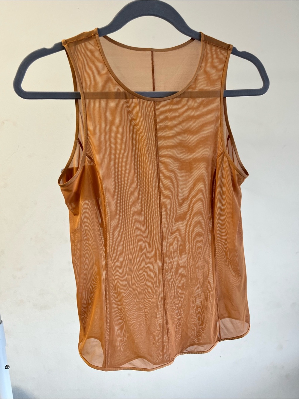 Uniqlo Sheer Mesh Tank Top in Rust